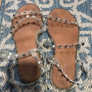 Vici Dolls! | Clear Studded Ankle Wrap Sandals